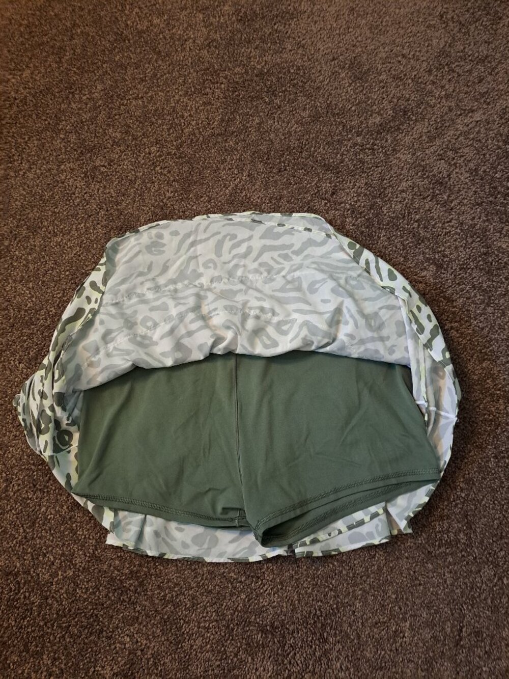 Aerie Offline Maggie Ruffle Tennis Skirt/Skort olive green animal print. - Picture 7 of 7